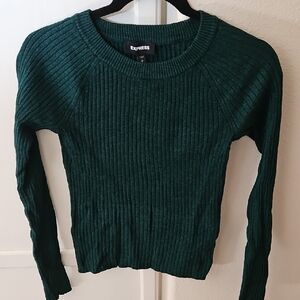 Express Dark Green Ribbed Sweater